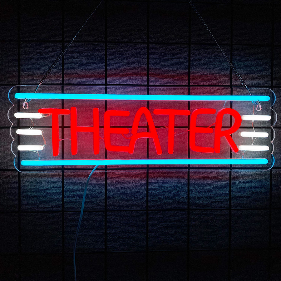 Home Bar And Theater - 劇場用ネオンサイン（壁装飾用）、ホームシアター装飾用ライトアップサイン、舞台背景、カフェバー、パーティー、舞台愛好家への最高の贈り物