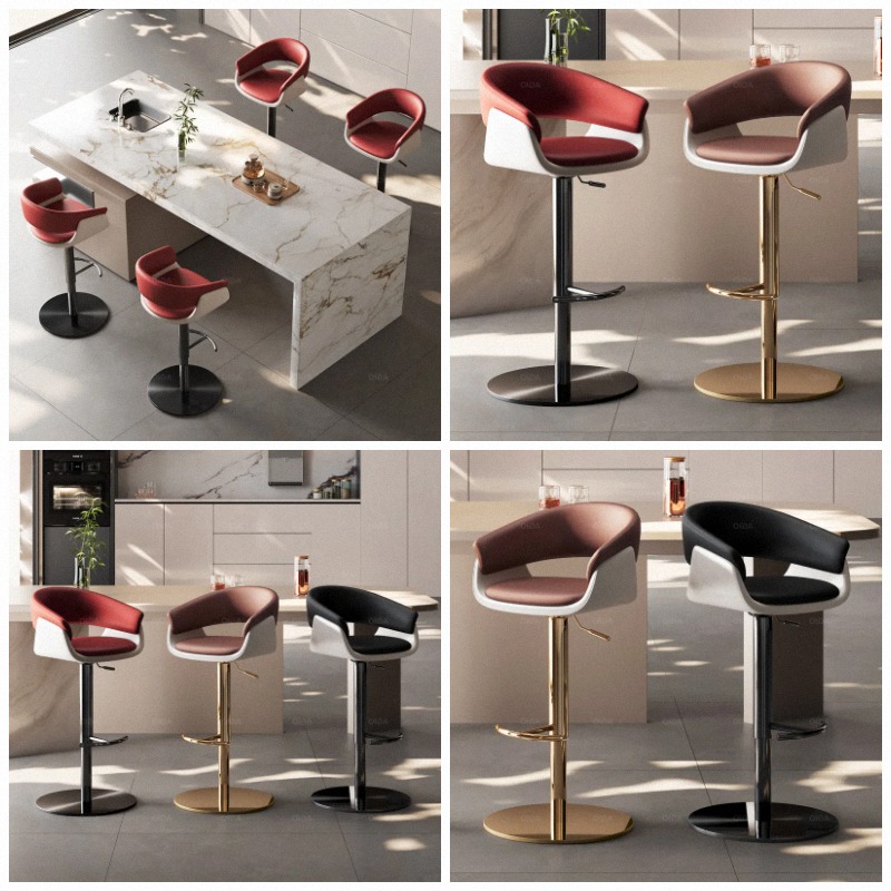 Home Bar Stools - モダンなアクセントバースツール、北欧風回転式デザイナーズバーチェア、快適で美しいメタルロングチェア、トレンドの家具