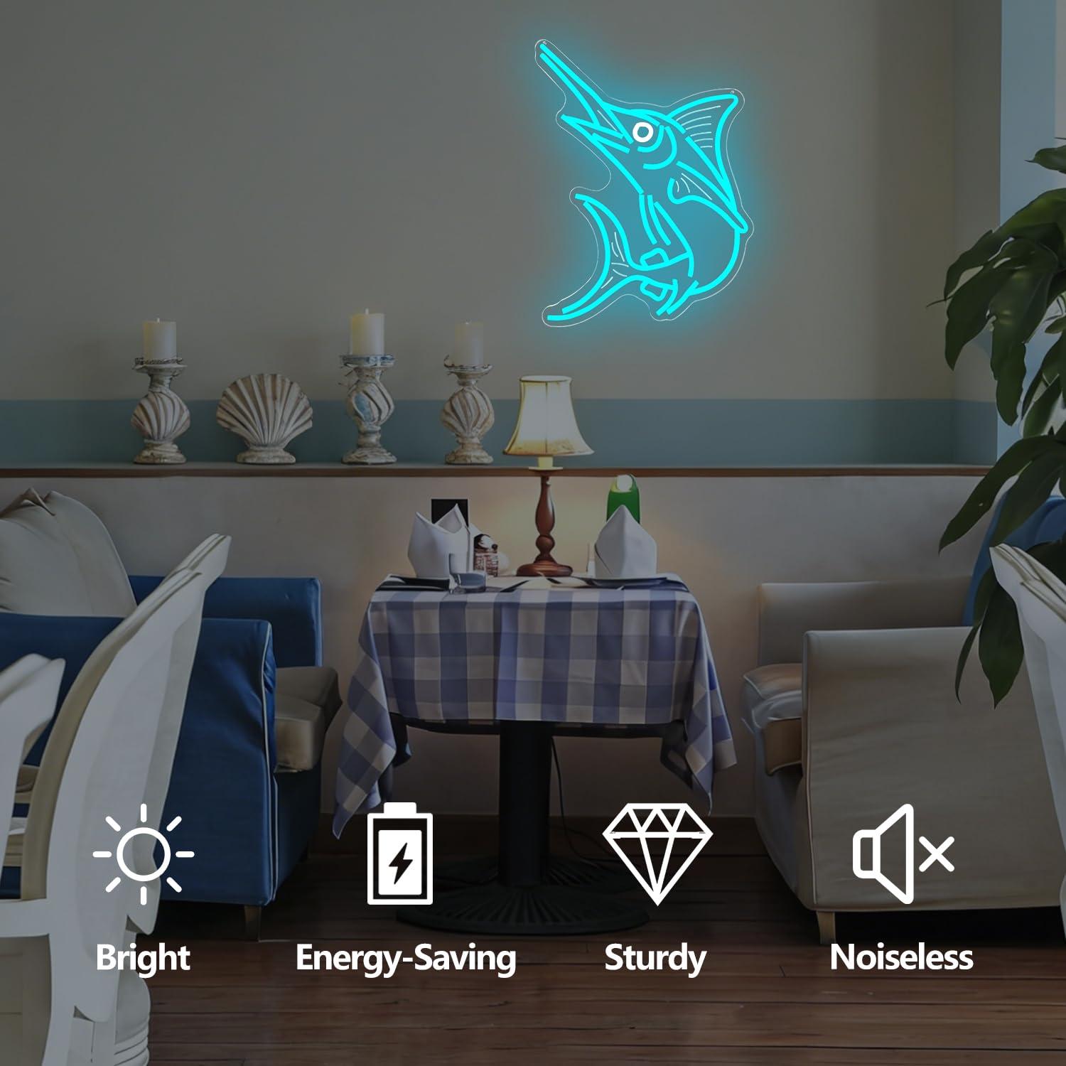 マーリンフィッシュネオンサイン 深海釣りをテーマにしたLED - Home Bar Signs のレビューと価格