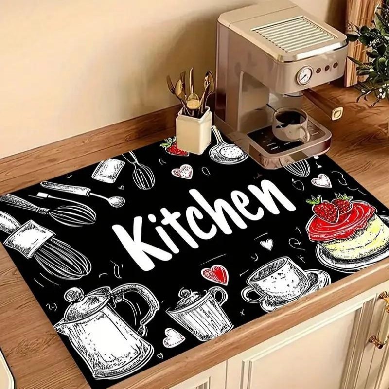 キッチン超吸収マット コーヒー食器水切りマット 乾燥マット  - Bar Mat Rubber のレビューと価格