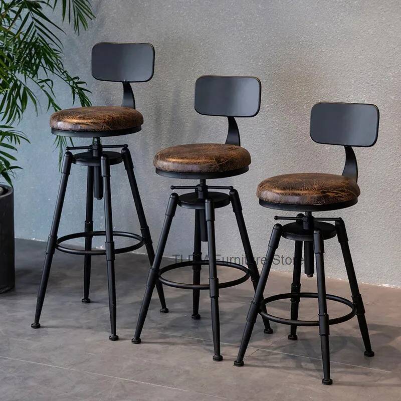レトロアイアンバーチェアカウンタースツール回転昇降調節可能な - Home Bar Seating のレビューと価格