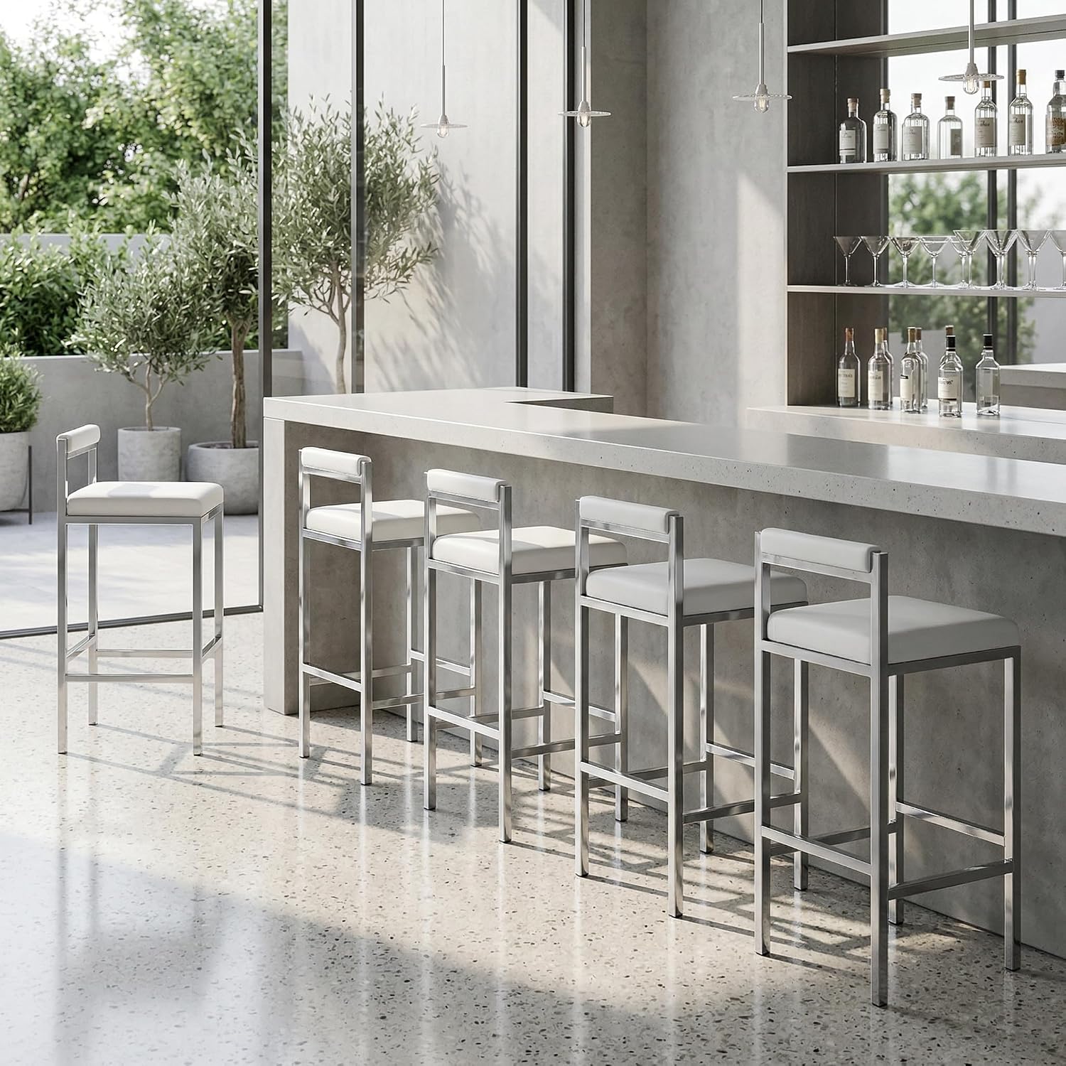 バースツール2脚セット、背もたれ付き30インチモダンカウンタ - Home Bar Stools のレビューと価格