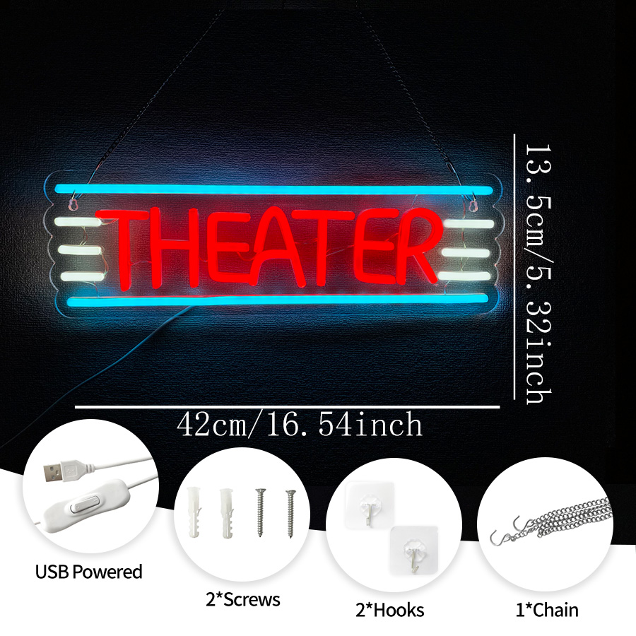劇場用ネオンサイン（壁装飾用）、ホームシアター装飾用ライトア - Home Bar And Theater のレビューと価格