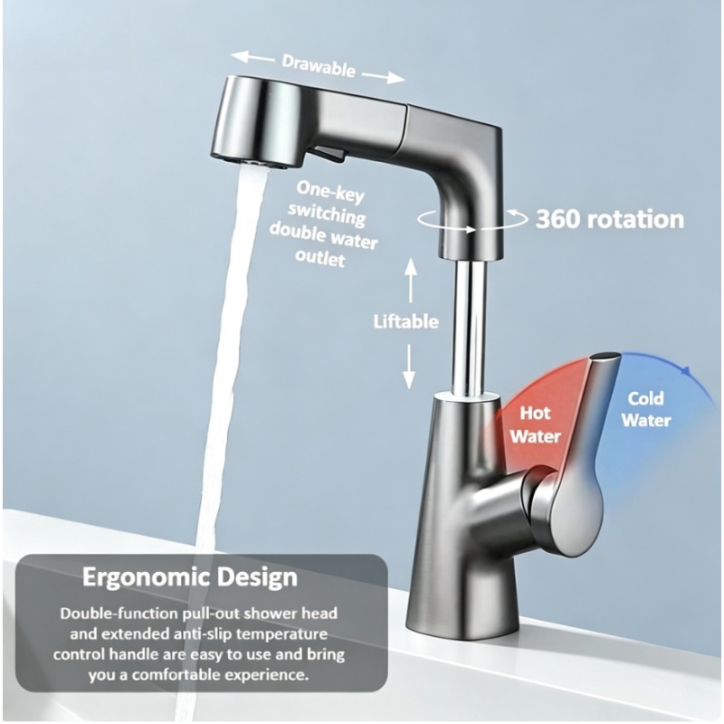 バスルームの引き出し式蛇口、温水と冷水の両用リフティング洗面 - Home Bar Sink のレビューと価格