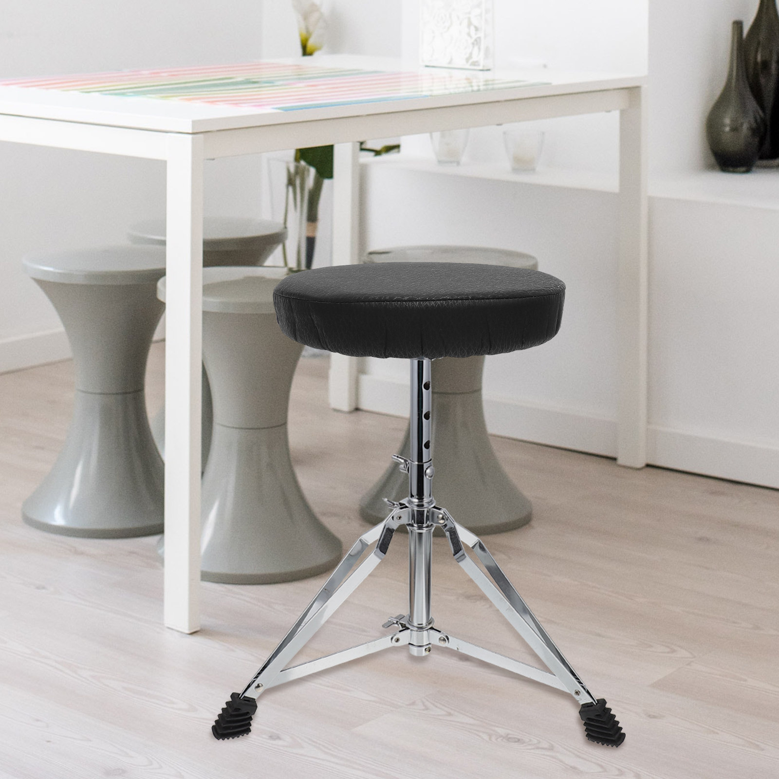 スーパーラウンドスツールカバー ブラック コットンポリエステ - Home Bar Stools のレビューと価格