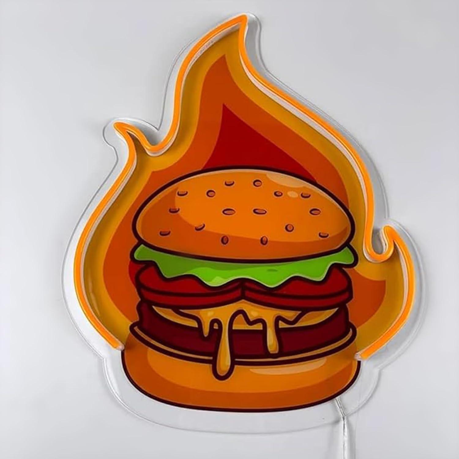 バーガーネオンサインLEDハンバーガーウォールライト、レスト - Home Bar Signs のレビューと価格