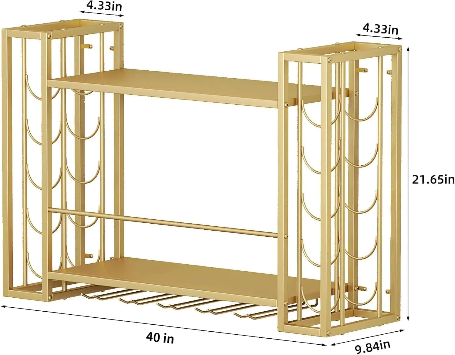 壁掛けワインラック、ワイングラスラック付き壁掛けワインラック - Home Bar Shelf のレビューと価格